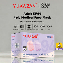 Yukazan Adult KF94 Lavender & Peach Protective Respirator Face Mask (50 Pcs/Box)