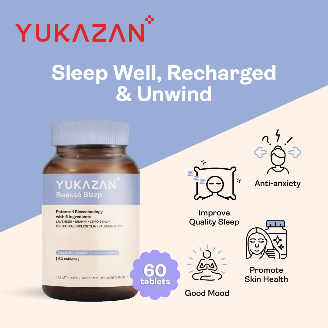 Yukazan Beauté Slzzp Natural Sleep Aids Supplement. Promote Deep & Quality Sleep, Boost Mood and Relax (60s)