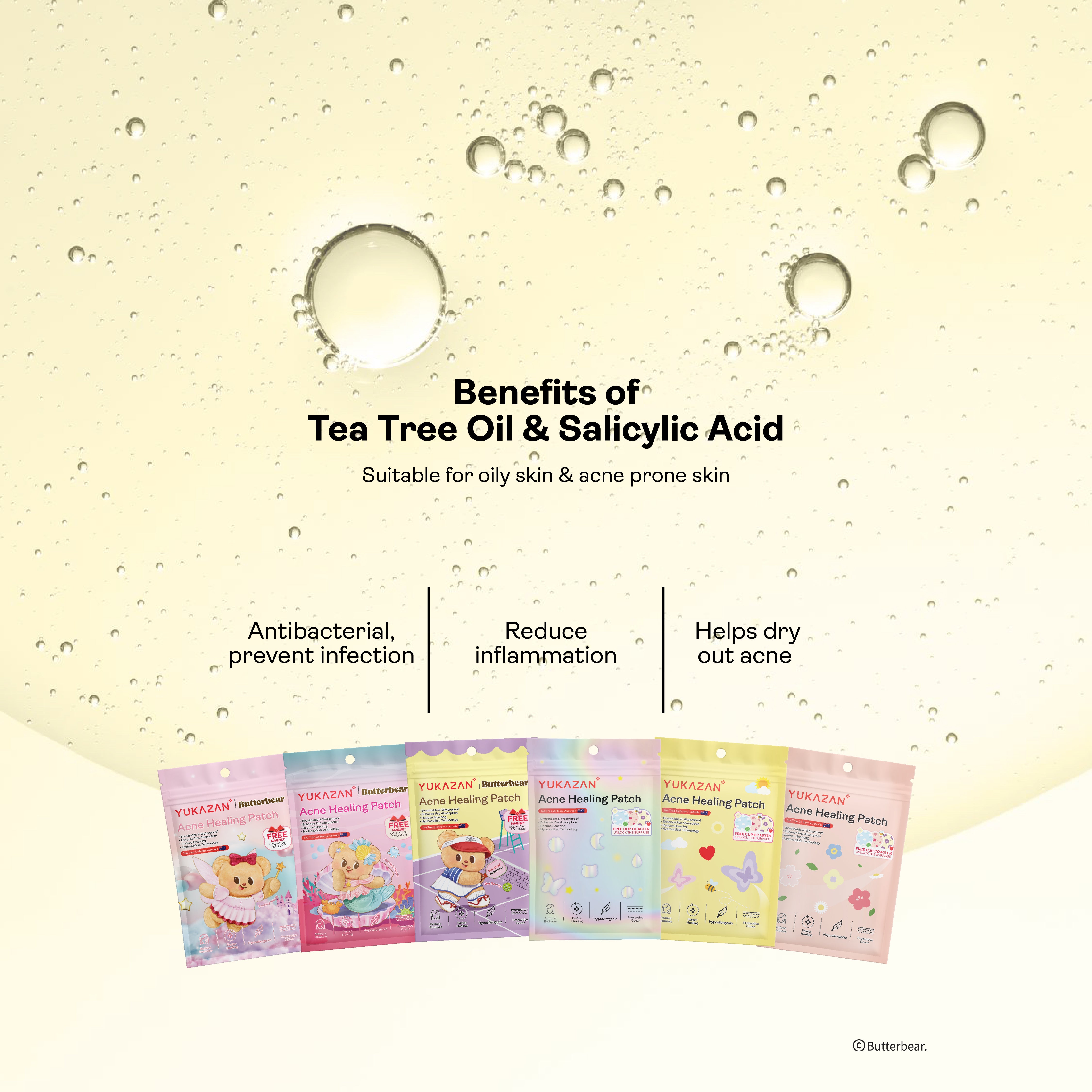 Yukazan Acne Healing Patch 30's | Cute Design Acne Patch | Pimple Acne Patch | Concealer Pimple Patch | Tea Tree Oil