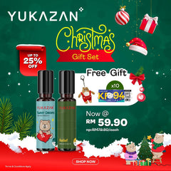 Yukazan Festive Christmas Gift Set Bundle 4 Essential Oil Roll On Relief & Sweet Dream