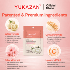 Yukazan Vit Tomato+ Brightening Supplement 10's - Collagen, White Tomato, Oryza Ceramide Chewable Tablet - Oral Sunblock
