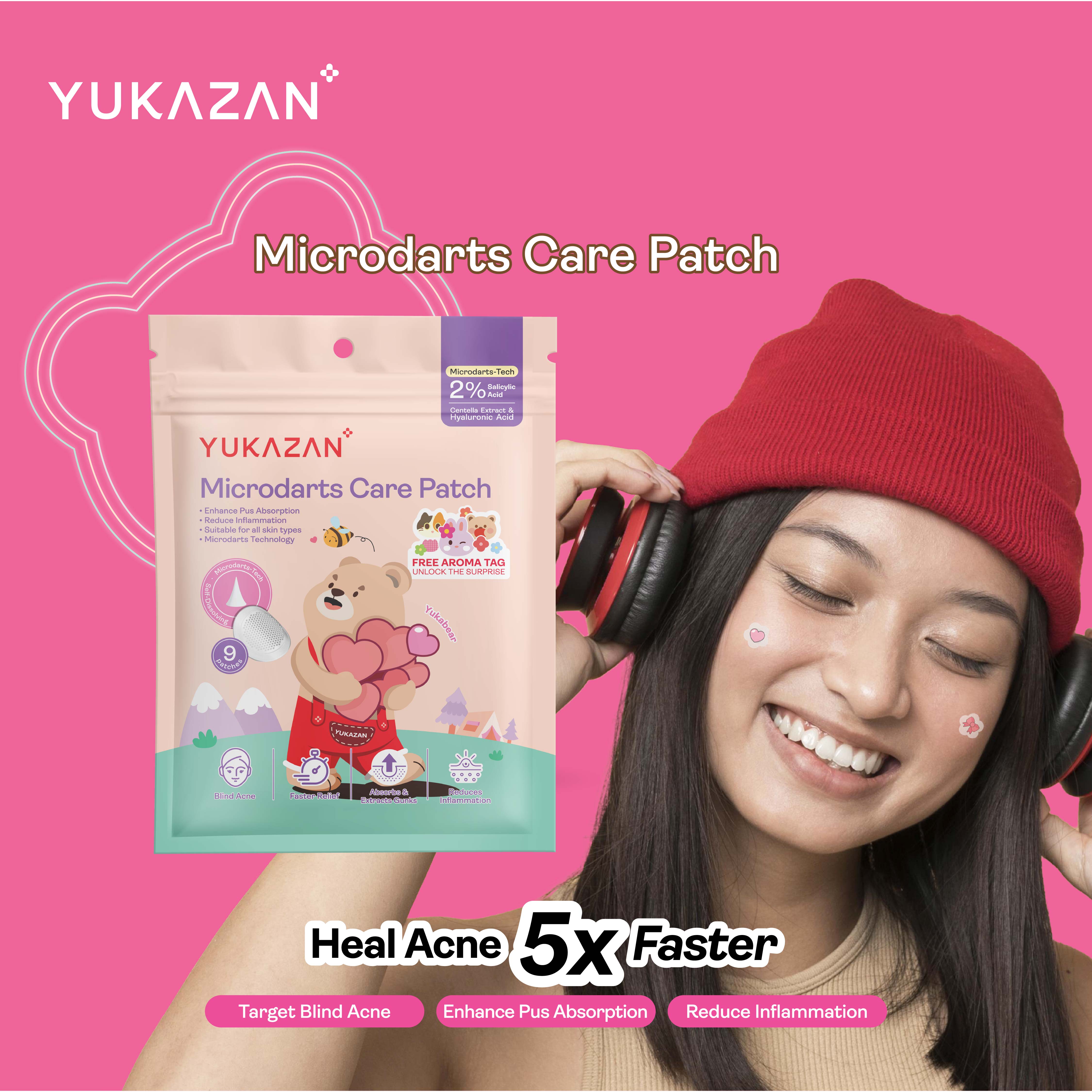 Yukazan Microdarts Care Patch for Acne 9's| Microneedle Patches for Blind Pimples | Pure Hydrocolloid Skincare
