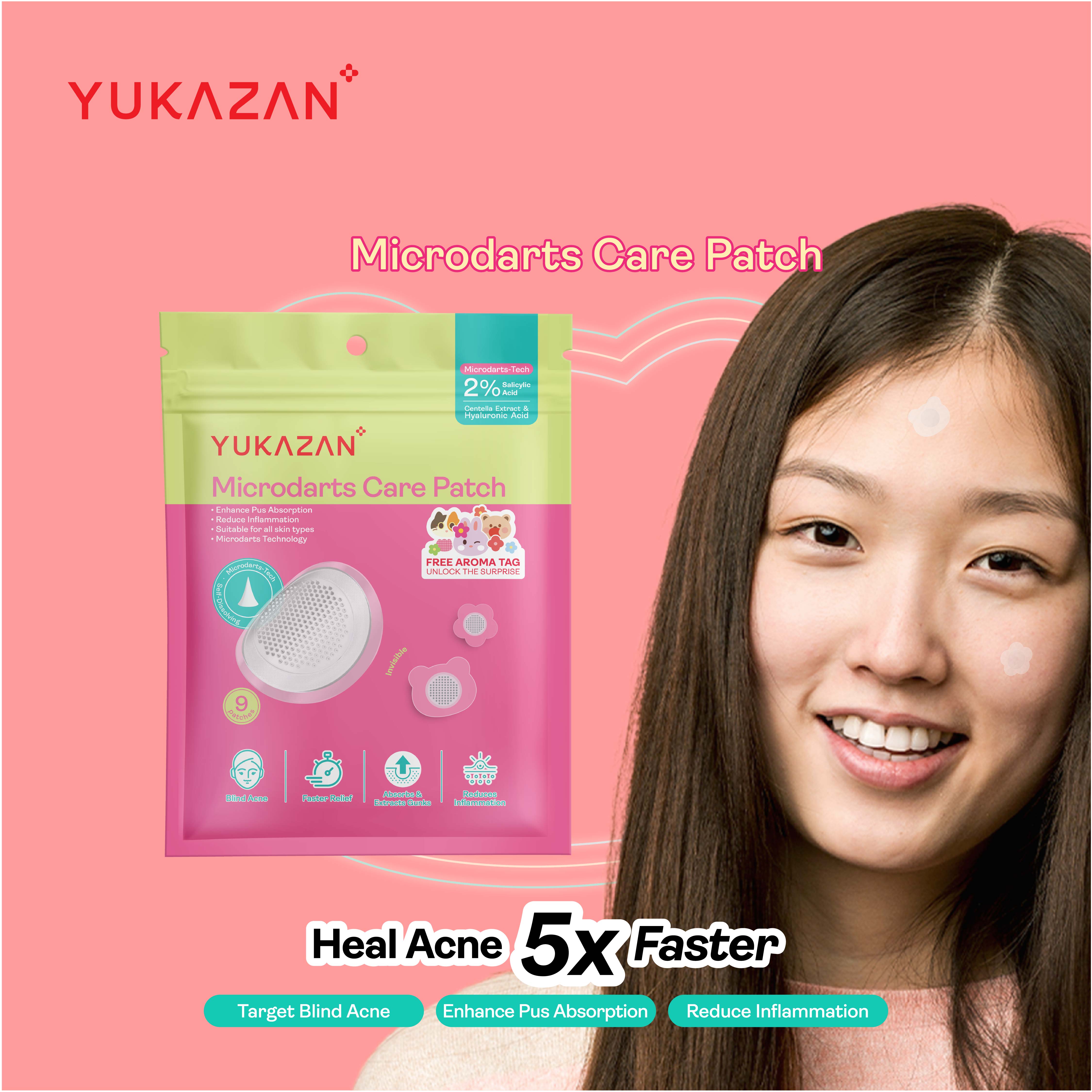 Yukazan Microdarts Care Patch for Acne 9's| Microneedle Patches for Blind Pimples | Pure Hydrocolloid Skincare