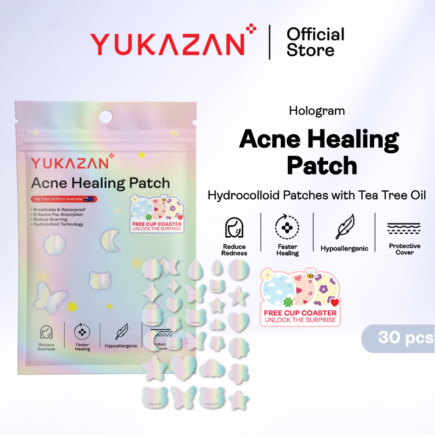 Yukazan Acne Healing Patch 30's | Cute Design Acne Patch | Pimple Acne Patch | Concealer Pimple Patch | Tea Tree Oil