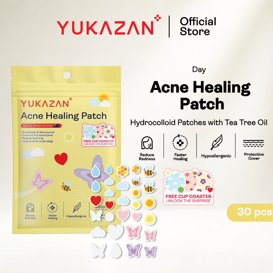 Yukazan Acne Healing Patch 30's | Cute Design Acne Patch | Pimple Acne Patch | Concealer Pimple Patch | Tea Tree Oil