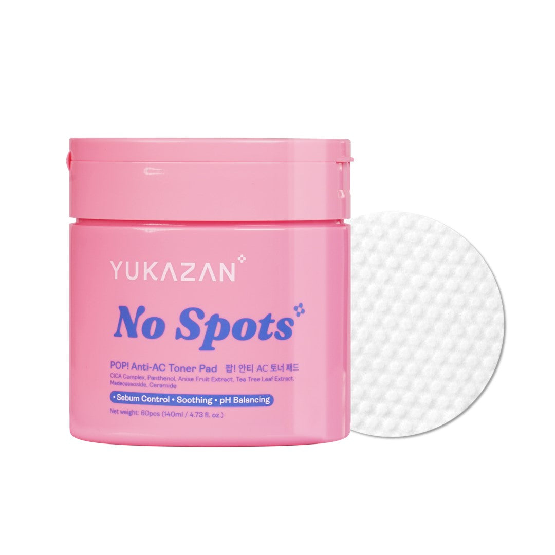 🎁 Yukazan POP! No Spots Anti-Acne Toner Pad 60'S / Soothing / Sebum control / pH Balancing / Skin care / Face (100% off)