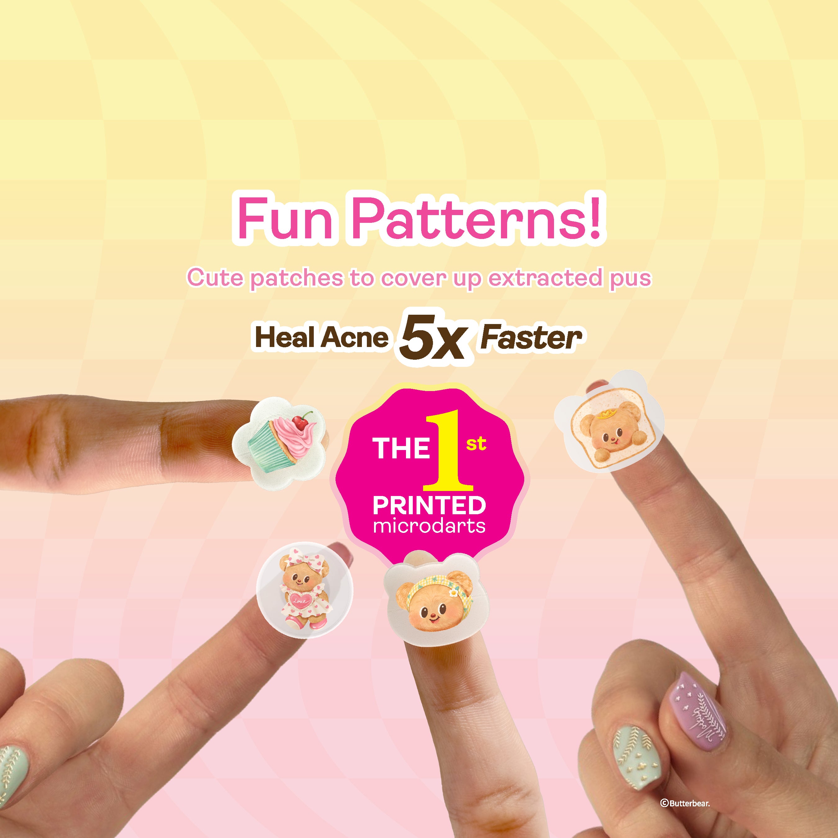 【Yukazan x Butterbear】Microdarts Acne Care Patch 9s | Microneedle Patches for Blind Pimples | Pure Hydrocolloid Skincare