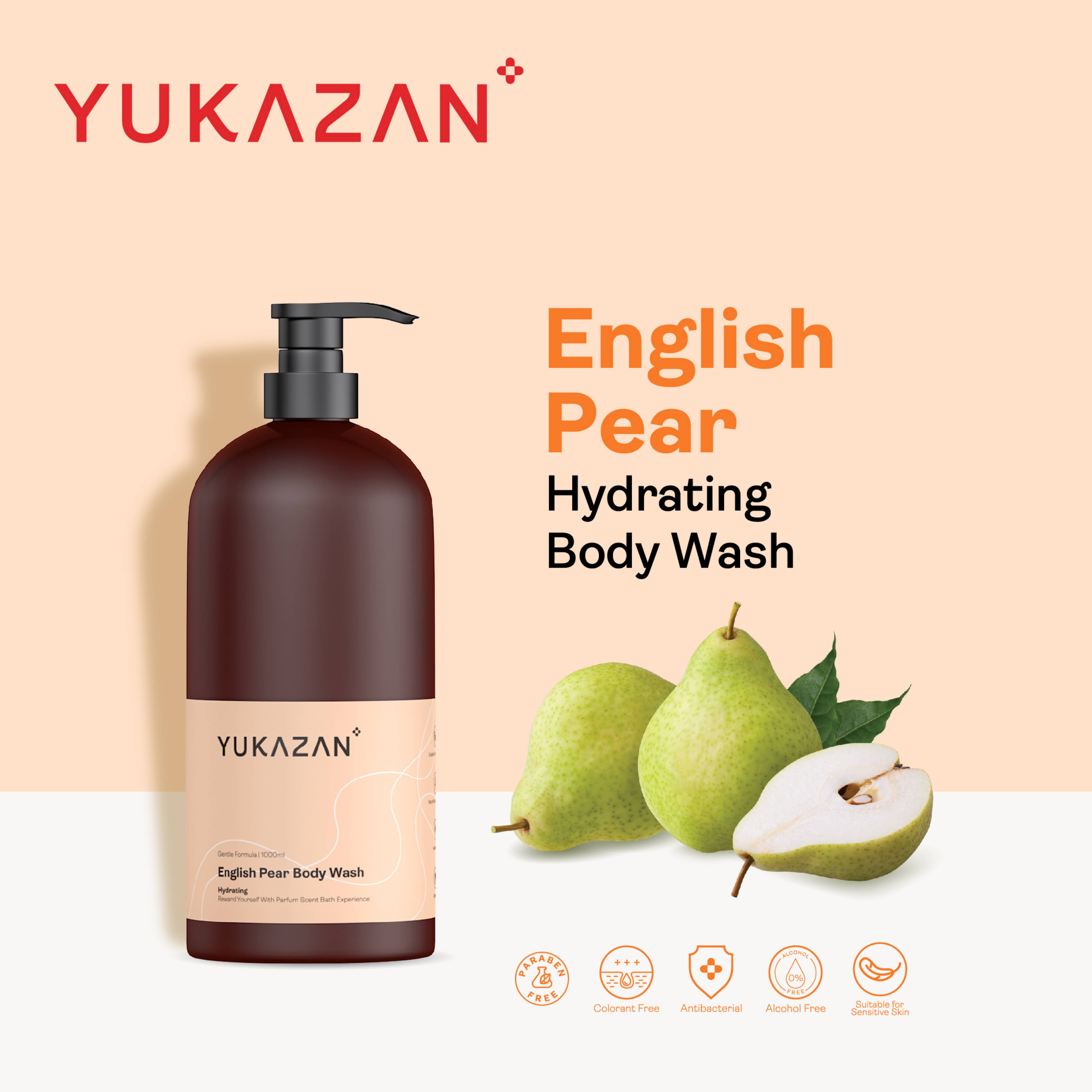 Yukazan English Pear Body Wash 1000ml Body Shower Foam / Antibacterial and Alcohol Free / Body Shampoo - Yukazan Official Store