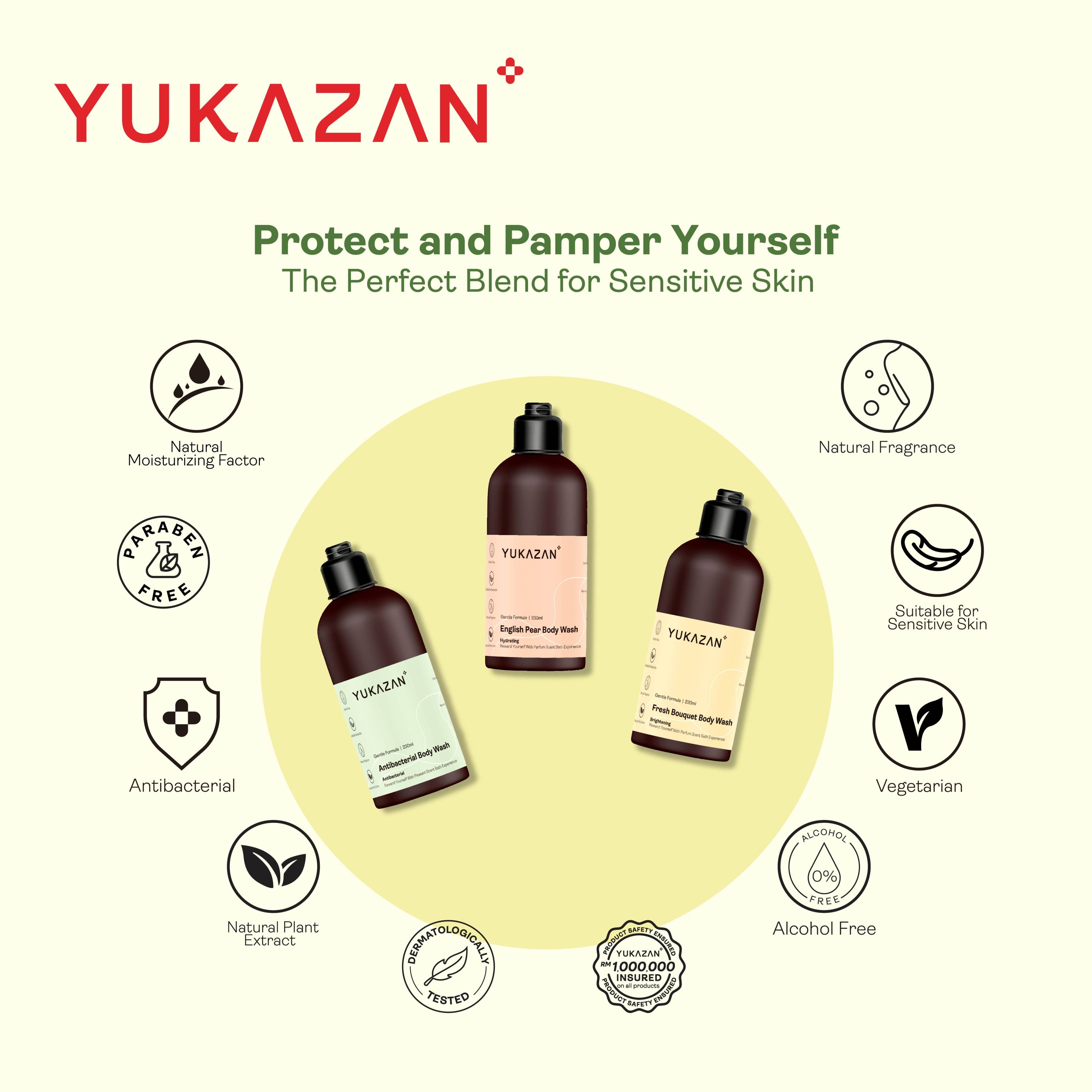 Yukazan Fresh Bouquet Body Wash 230ml Shower Foam / Antibacterial and Alcohol Free / Body Shampoo - Yukazan Official Store