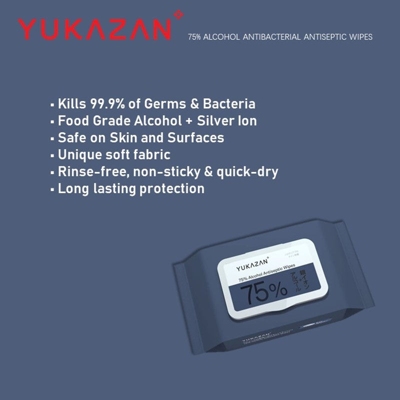 Yukazan 75% Alcohol Antibacterial Antiseptic Wipes (50's) - Yukazan Official Store